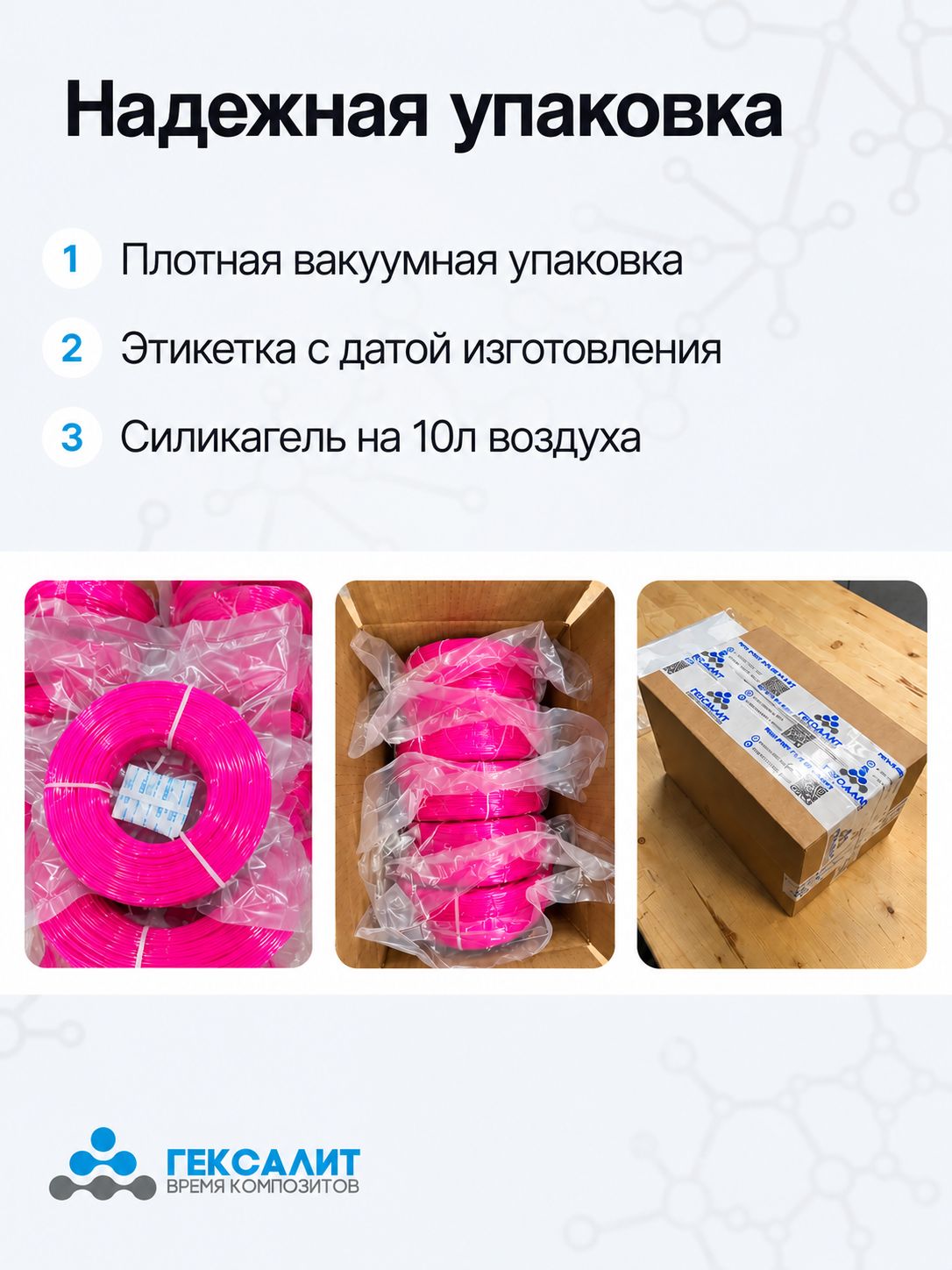 PETG-филамент «Гексалит» — Маджента флуоресцентный — Надёжная упаковка