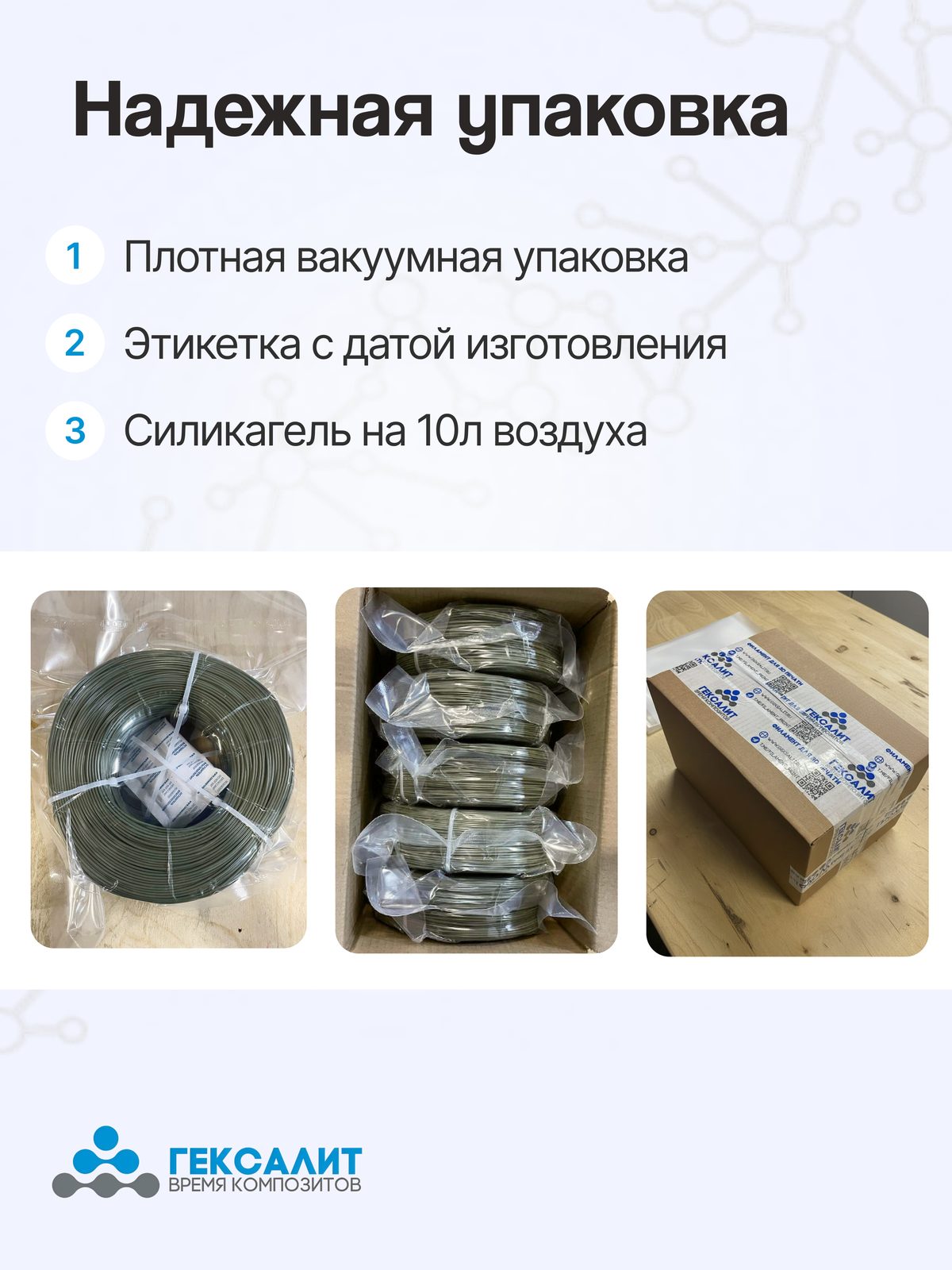 PETG-филамент «Гексалит» — Олива — Надёжная упаковка